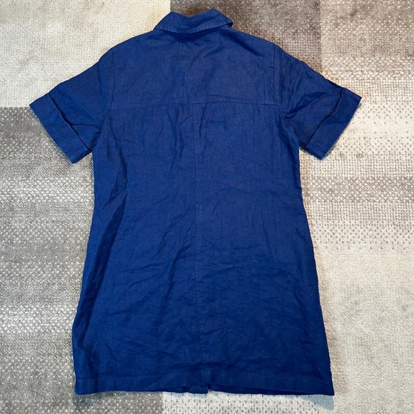 J.Crew Womens Blue 100% Linen Safari Utility Pocket Dress Size 8 Short Sleeve - Picture 5 of 7